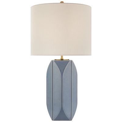 kate spade new york Carmilla Medium Table Lamp in Polar Blue Crackle with Linen Shade W14.5