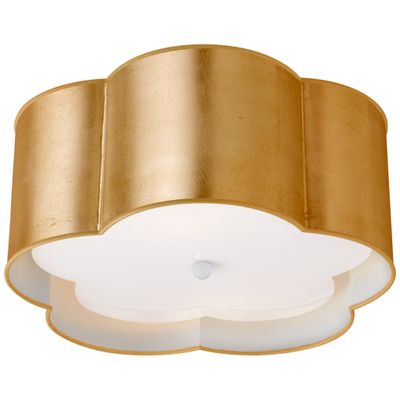 kate spade new york Bryce Medium Flush Mount in Gild and White with Frosted Acrylic Diffuser Ceiling Light W15