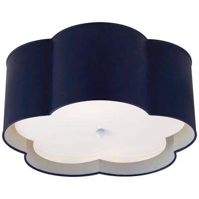 kate spade new york Bryce Medium Flush Mount in French Navy and White with Frosted Acrylic Diffuser Ceiling Light W15