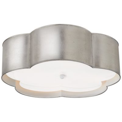 kate spade new york Bryce Large Flower Flush Mount in Burnished Silver Leaf and White with Frosted Acrylic Ceiling Light W20