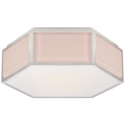 kate spade new york Bradford Small Hexagonal Flush Mount in Blush and Polished Nickel with Frosted Glass Ceiling Light W13