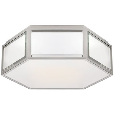 kate spade new york Bradford Small Hexagonal Flush Mount in Mirror and Polished Nickel with Frosted Glass Ceiling Light W13