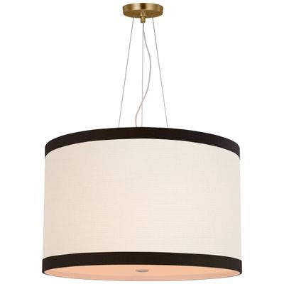 kate spade new york Walker Medium Hanging Shade in Gild with Cream Linen Shade with Black Linen Trim Ceiling Light W22