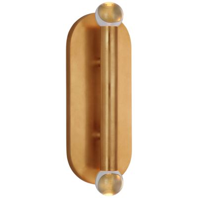 Kelly Wearstler Rousseau Large Vanity Sconce in Antique-Burnished Brass with Clear Glass Orb Wall Light W4.25