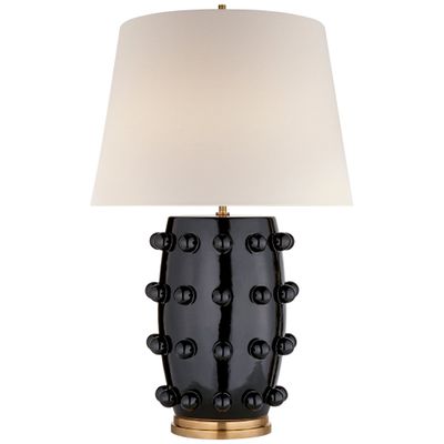 Kelly Wearstler Linden Medium Lamp in Black with Linen Shade Table Lamp W17