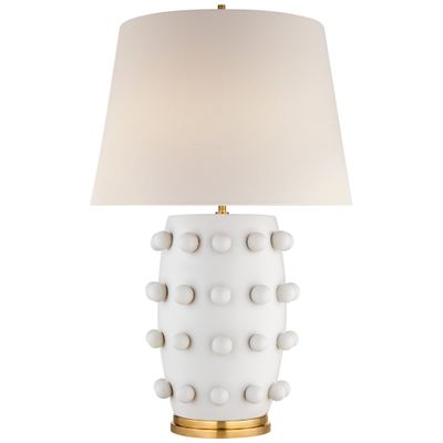 Kelly Wearstler Linden Medium Lamp in Plaster White with Linen Shade Table Lamp W17