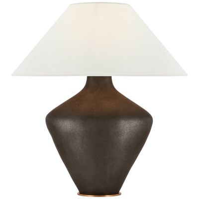 Kelly Wearstler Rohs Extra Large Table Lamp in Stained Black Metallic with Linen Shade W27