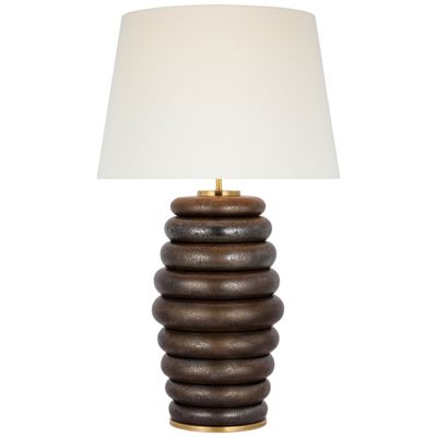 Kelly Wearstler Phoebe Extra Large Stacked Table Lamp in Crystal Bronze with Linen Shade W21