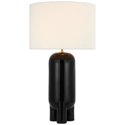 Kelly Wearstler Chalon Large Table Lamp in Matte Black with Linen Shade W17