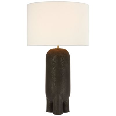 Kelly Wearstler Chalon Large Table Lamp in Stained Black Metallic with Linen Shade W17