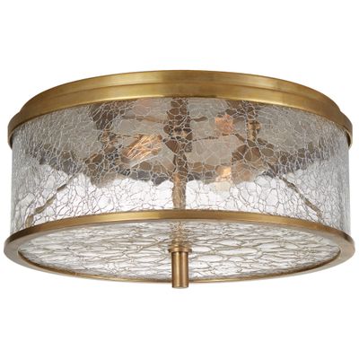 Kelly Wearstler Liaison Medium Flush Mount in Antique Burnished Brass with Crackle Glass Ceiling Light W12 x H5