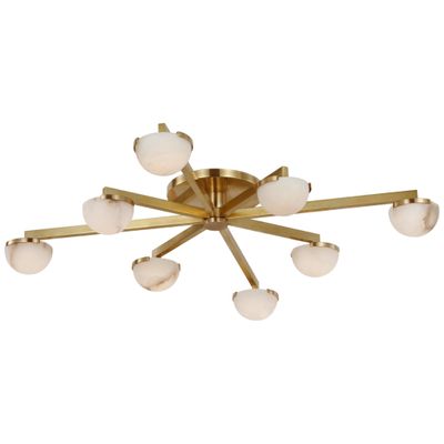 Kelly Wearstler Pedra Large Staggered Arm Flush Mount in Antique-Burnished  Brass with Alabaster