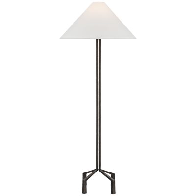 Marie Flanigan Clifford Large Forged Floor Lamp in Aged Iron with Linen Shade W25.25