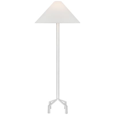 Marie Flanigan Clifford Large Forged Floor Lamp in Plaster White with Linen Shade W25.25