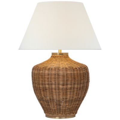 Marie Flanigan Evie Large Table Lamp in Natural Wicker with Linen Shade W23