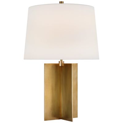 Paloma Contreras Costes Medium Table Lamp in Hand-Rubbed Antique Brass with Linen Shade W17