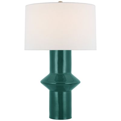 Paloma Contreras Maxime Medium Table Lamp in Emerald Crackle with Linen Shade W16.5
