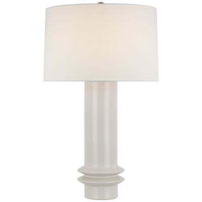Paloma Contreras Montaigne Medium Table Lamp in New White with Linen Shade W17.5