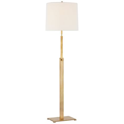 Ray Booth Cadmus Medium Adjustable Floor Lamp in Antique Brass with Linen Shade W16