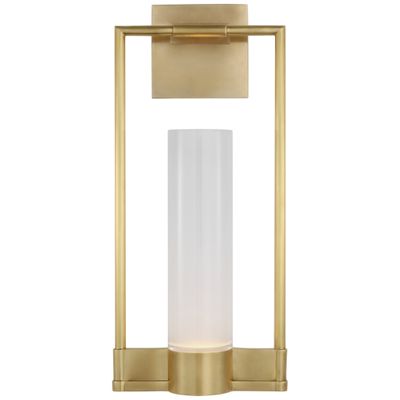 Ray Booth Lucid Single Bracketed Sconce in Antique Brass with Frosted Glass Wall Light W8