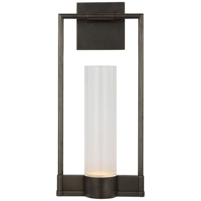 Ray Booth Lucid Single Bracketed Sconce in Bronze with Frosted Glass Wall Light W8