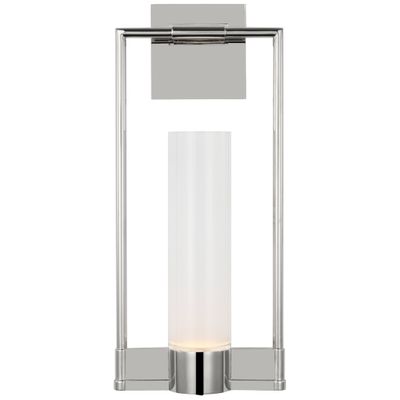Ray Booth Lucid Single Bracketed Sconce in Polished Nickel with Frosted Glass Wall Light W8