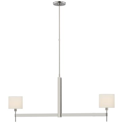 Ray Booth Brontes Large Linear Chandelier in Polished Nickel with Linen Shades Ceiling Light W7