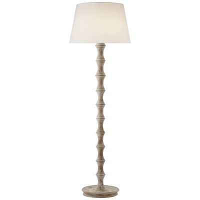 Visual Comfort Bamboo Floor Lamp in Belgian White with Linen Shade W17