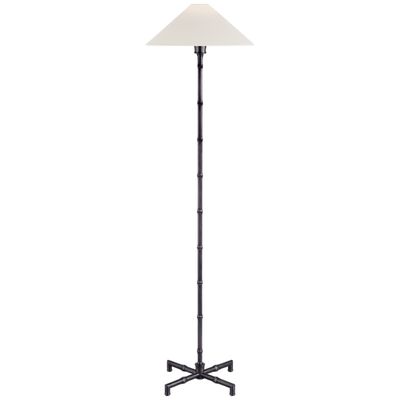 Visual Comfort Grenol Floor Lamp in Bronze with Linen Shade W14.75