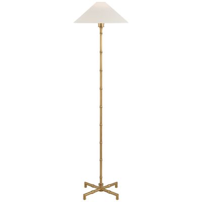 Visual Comfort Grenol Floor Lamp in Hand-Rubbed Antique Brass with Linen Shade W14.75