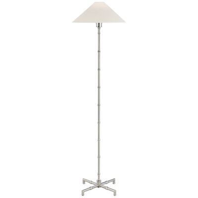 Visual Comfort Grenol Floor Lamp in Polished Nickel with Linen Shade W14.75