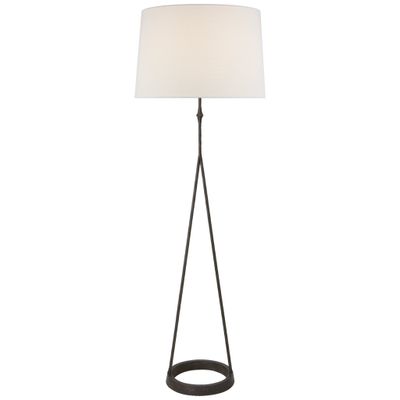 Visual Comfort Dauphine Floor Lamp in Aged Iron with Linen Shade W18.5