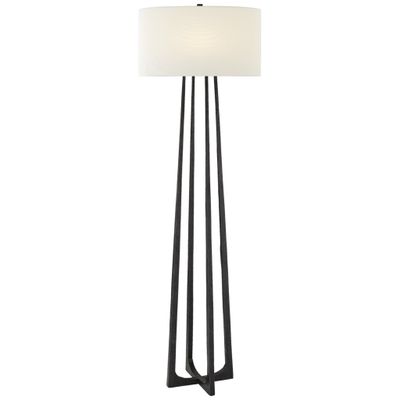 Ian K. Fowler Scala Large Hand-Forged Floor Lamp in Aged Iron with Linen Shade W20.5