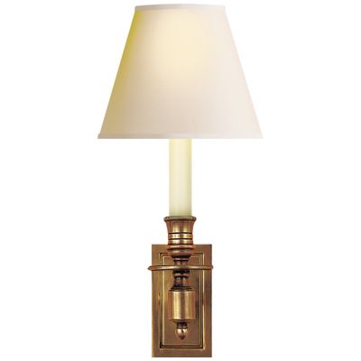 Visual Comfort French Single Library Sconce in Bronze with Tissue Shad