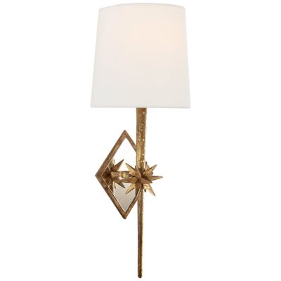 Ian K. Fowler Etoile Sconce in Gilded Iron with Linen Shade Wall Light W5.25