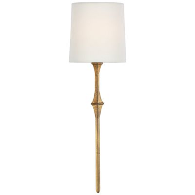 Visual Comfort Dauphine Sconce in Gilded Iron with Linen Shade Wall Light W5.5