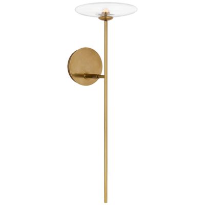 Ian K. Fowler Calvino Large Tail Sconce in Hand-Rubbed Antique Brass with Clear Glass Wall Light W7.5