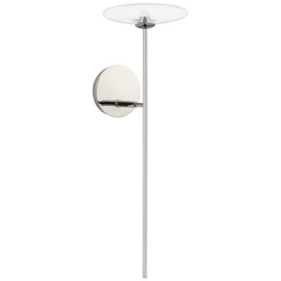 Ian K. Fowler Calvino Large Tail Sconce in Polished Nickel with Clear Glass Wall Light W7.5