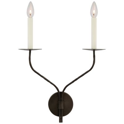Ian K. Fowler Belfair Large Double Sconce in Aged Iron Wall Light W14.5