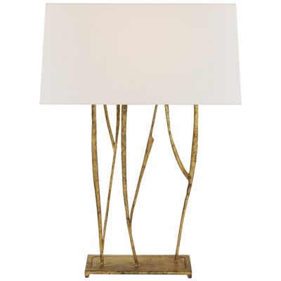 Ian K. Fowler Aspen Console Lamp in Gilded Iron with Linen Shade Table Lamp W16
