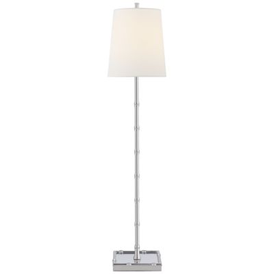 Visual Comfort Grenol Buffet Lamp in Polished Nickel with Linen Shade Table Lamp W7.25