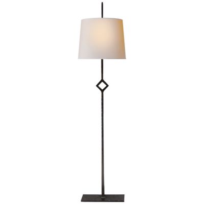 Visual Comfort Cranston Buffet Lamp in Aged Iron with Natural Paper Shade Table Lamp W8.5