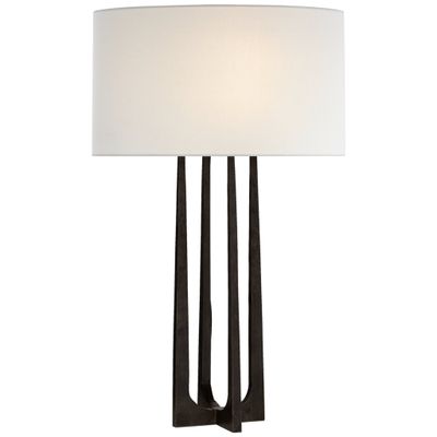 Ian K. Fowler Scala Hand-Forged Table Lamp in Aged Iron with Linen Shade W16