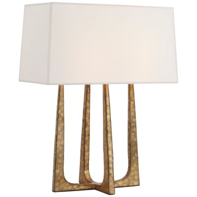 Ian K. Fowler Scala Hand-Forged Bedside Lamp in Gilded Iron with Linen Shade Table Lamp W16.5