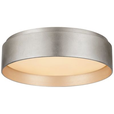 Visual Comfort Shaw Small Flush in Burnished Silver Leaf with White Glass Ceiling Light W11