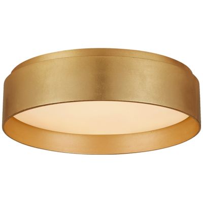 Visual Comfort Shaw Small Flush in Gild with White Glass Ceiling Light W11