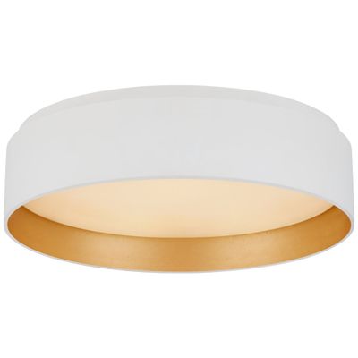 Visual Comfort Shaw Small Flush in Matte White and Gild with White Glass Ceiling Light W11
