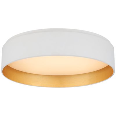 Visual Comfort Shaw Medium Flush in Matte White and Gild with White Glass Ceiling Light W14