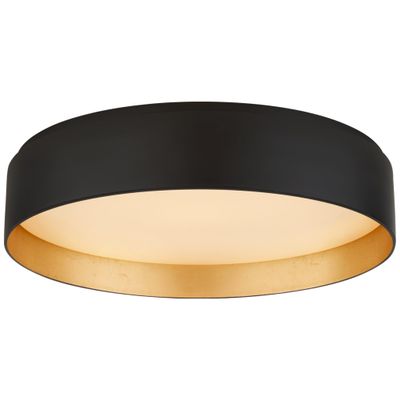 Visual Comfort Shaw Large Flush in Matte Black and Gild with White Glass Ceiling Light W17