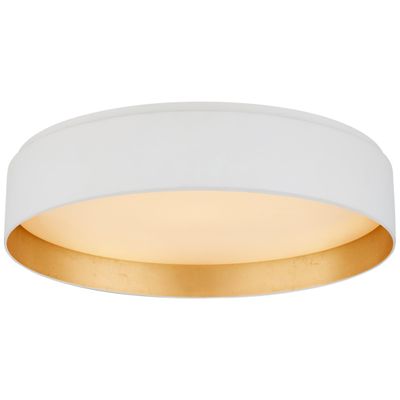 Visual Comfort Shaw Large Flush in Matte White and Gild with White Glass Ceiling Light W17